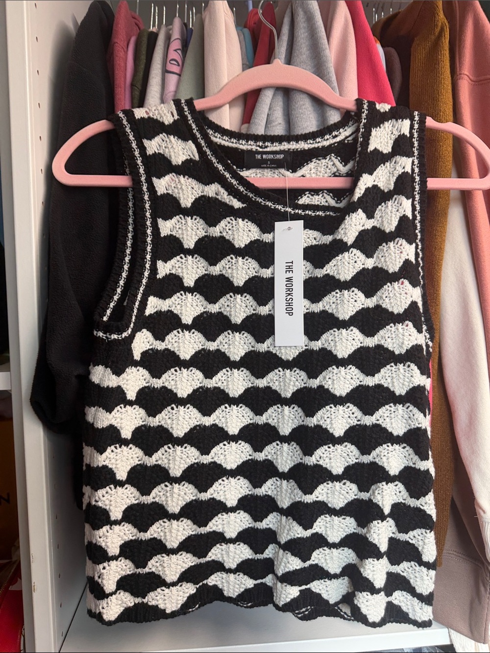 Workshop Republic Clothing Black & White Scallop Knit Tank